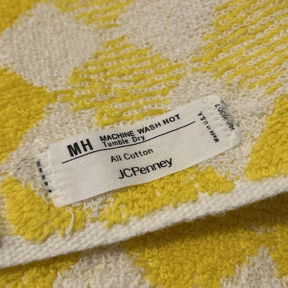 Vintage Yellow & White Gingham Bath Set 3pc JC Penney 2 Bath Towels 1 Washcloth
